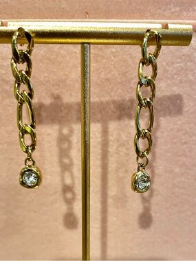 New 18 Karat Gold Plated Dangling Earrings Approx. 2”